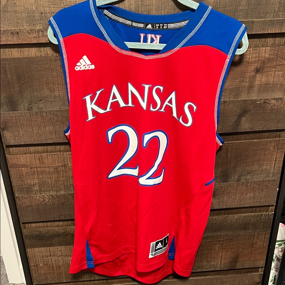 Adidas Kansas Red and Blue Basketball Jersey